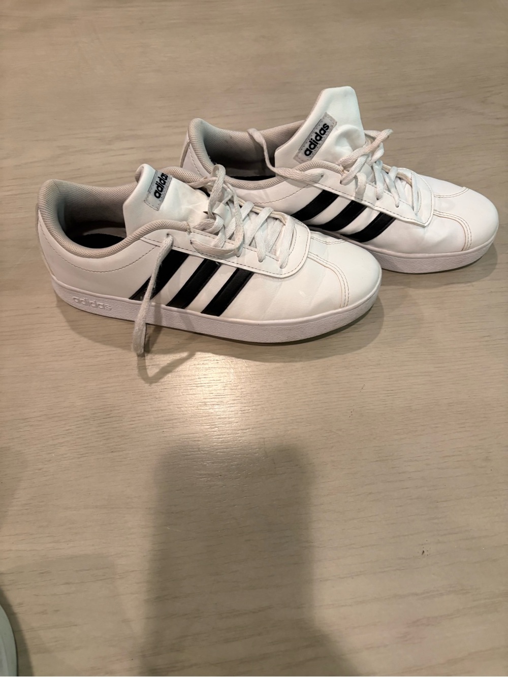 adidas White Sneakers with Black Three-Stripes